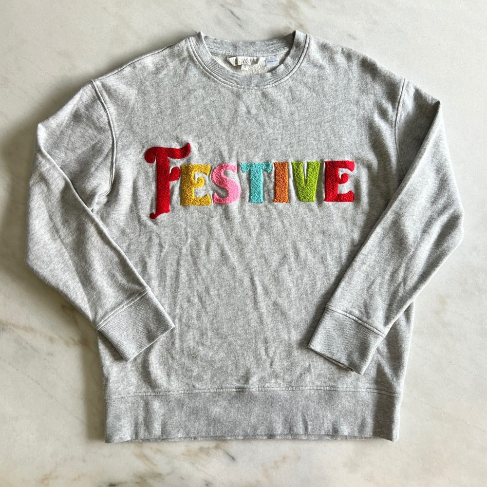 Shira Leah Chicago Festive‎ Sweatshirt Multicolor Embroidered Letters - Small